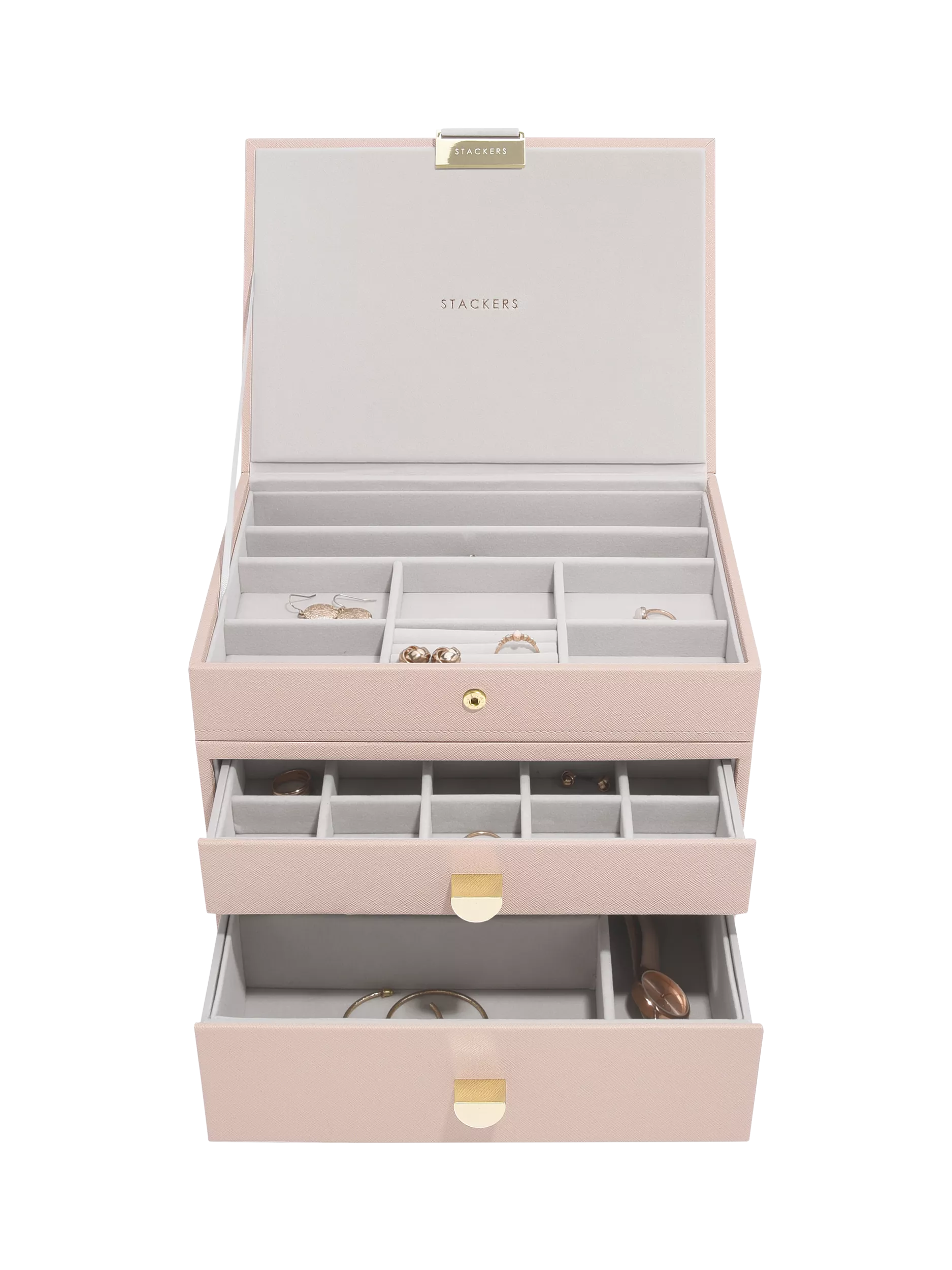 Stackers Faux Leather Classic Jewellery Box 2-Drawer Set