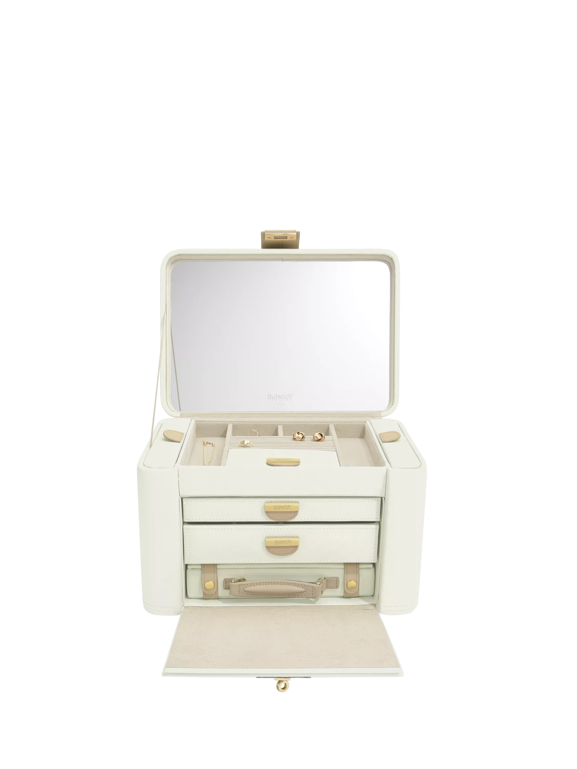 Stackers leather jewellery box in Cream/Mink, imported from the UK