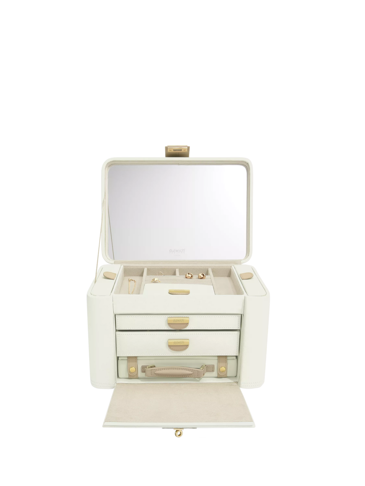 Stackers leather jewellery box in Cream/Mink, imported from the UK