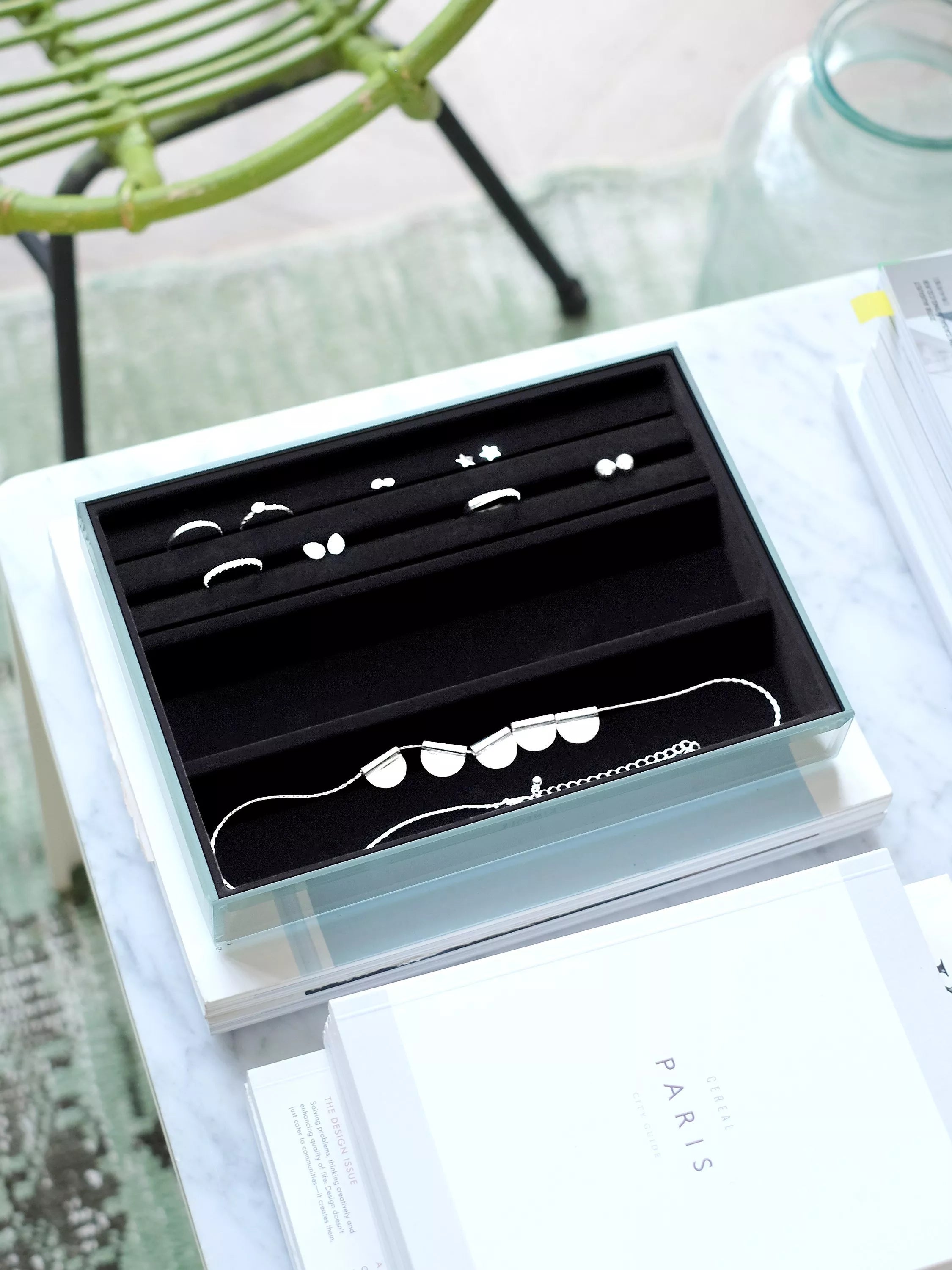 Stackers 4 layer glass jewellery box Ombre Graphite, UK version