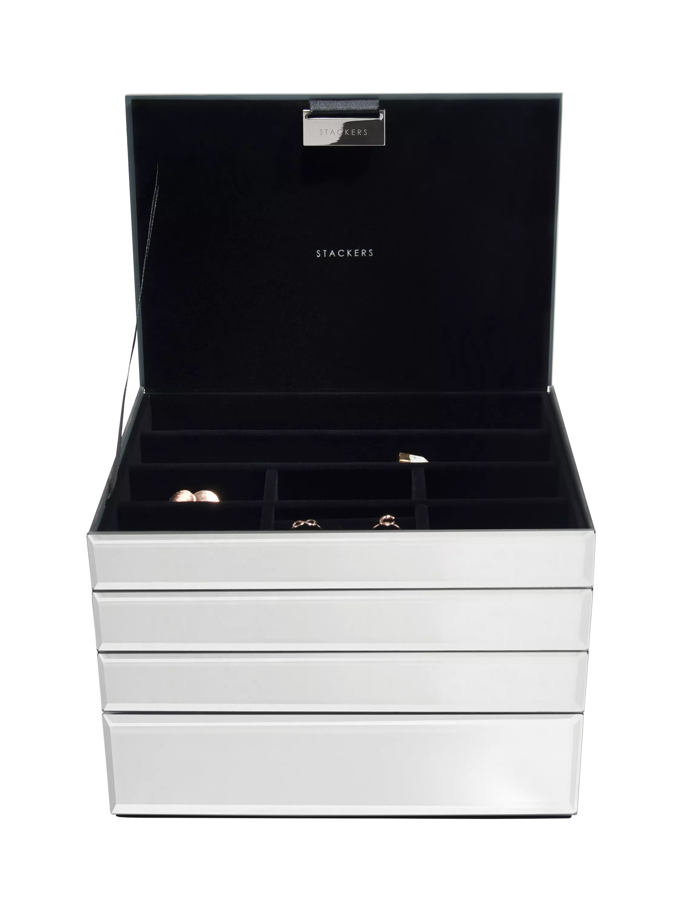 Stackers 4 layer glass jewellery box Ombre Graphite, UK version