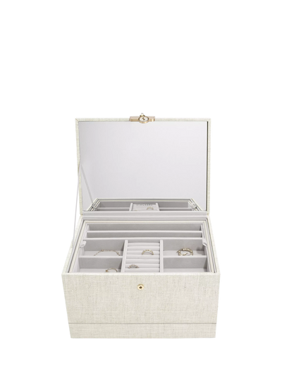John Lewis Stackers Luxury Classic Jewellery Box, Linen- Buy online at McGrocer