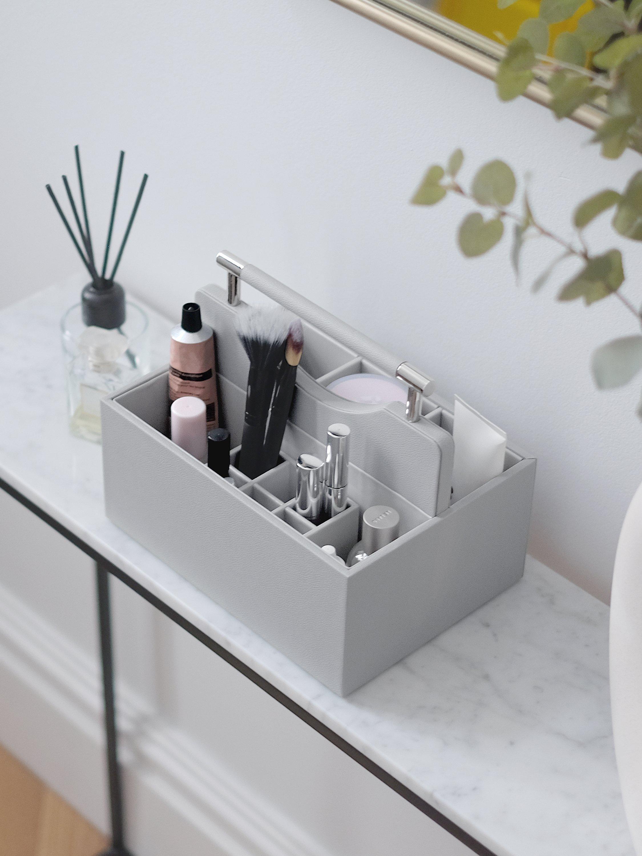 Stackers blush pink cosmetic organiser with drawer, imported from the UK