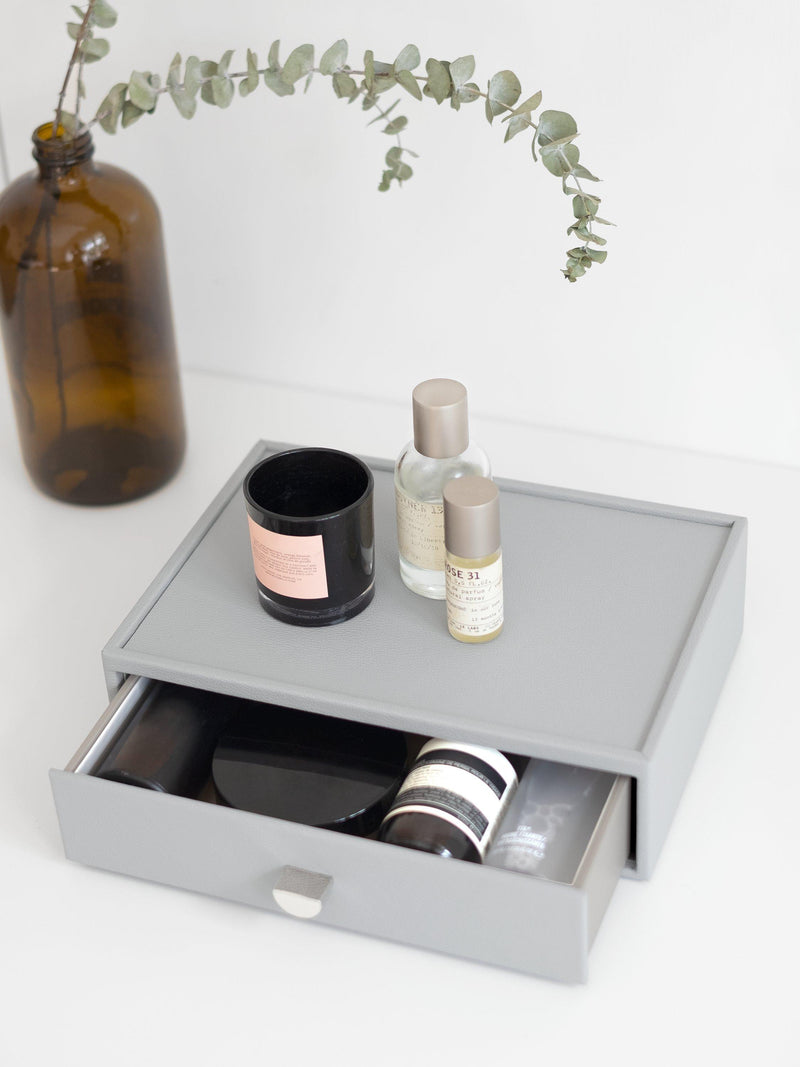 Stackers blush pink cosmetic organiser with drawer, imported from the UK