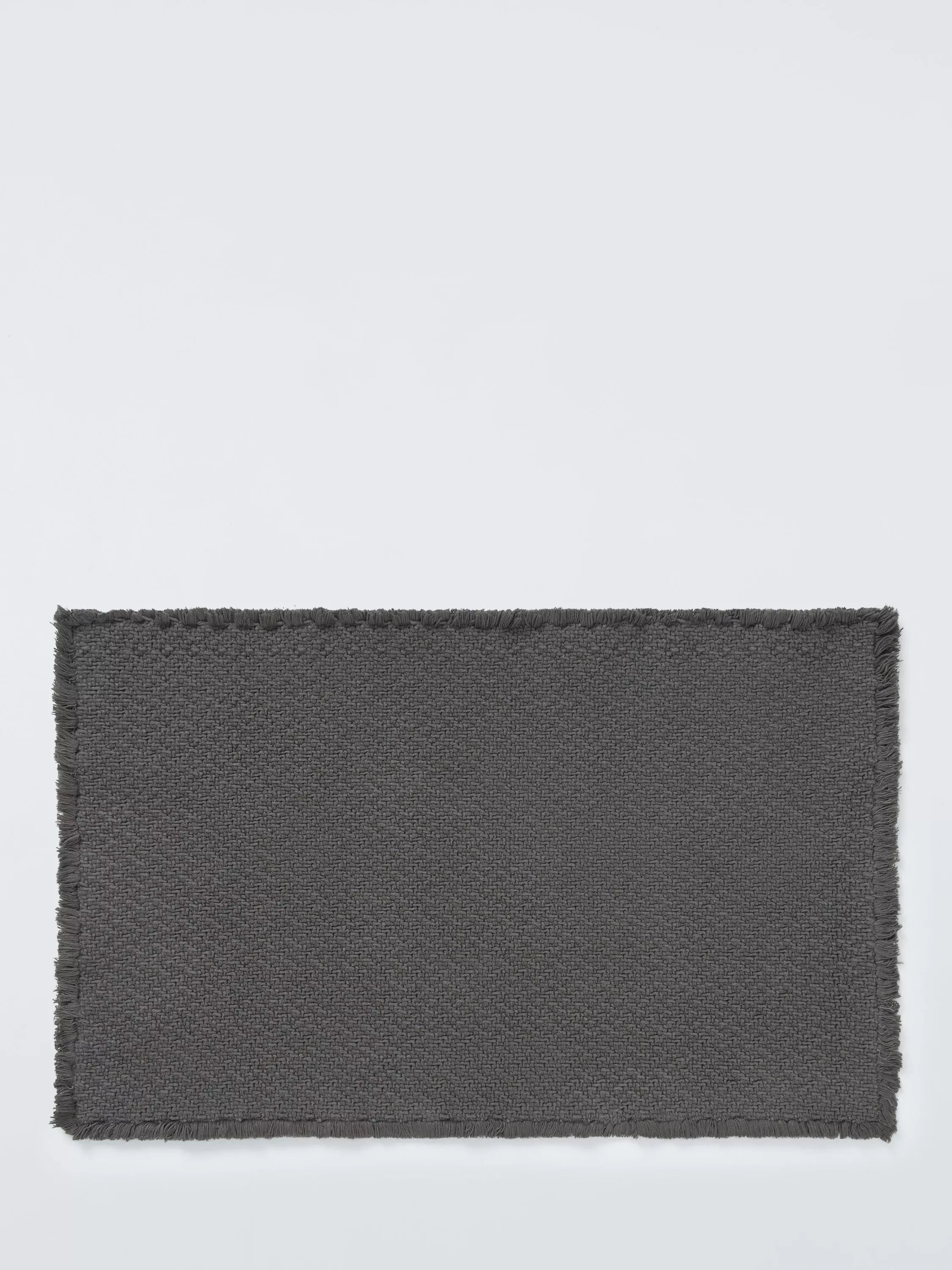 John Lewis Organic Cotton Fringe Bath Mat, Storm