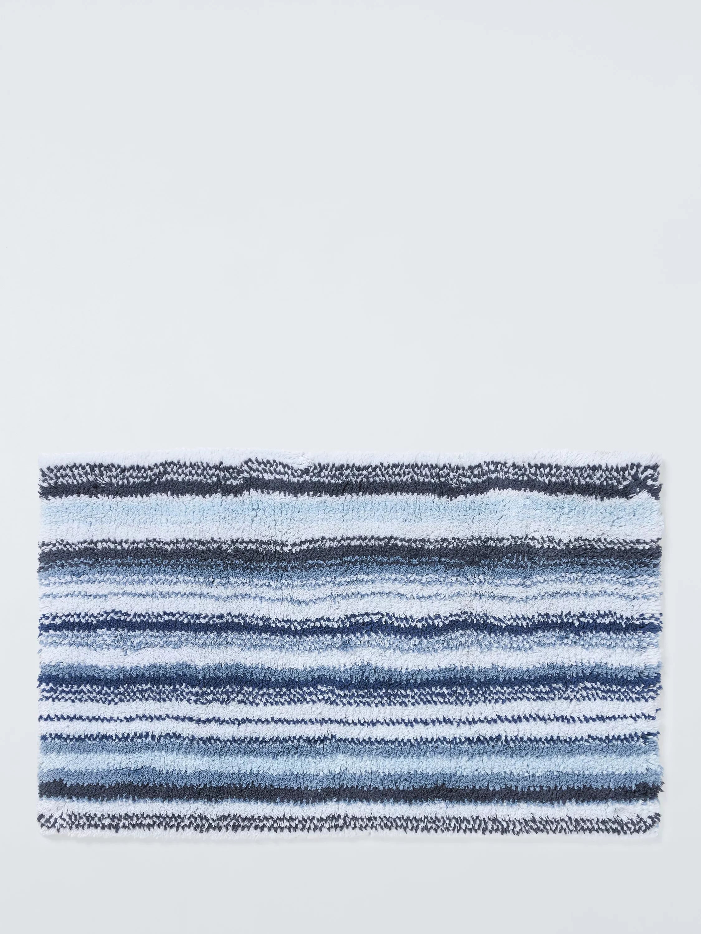 John Lewis plush stripe bath mat blue 50x80cm, imported from the UK
