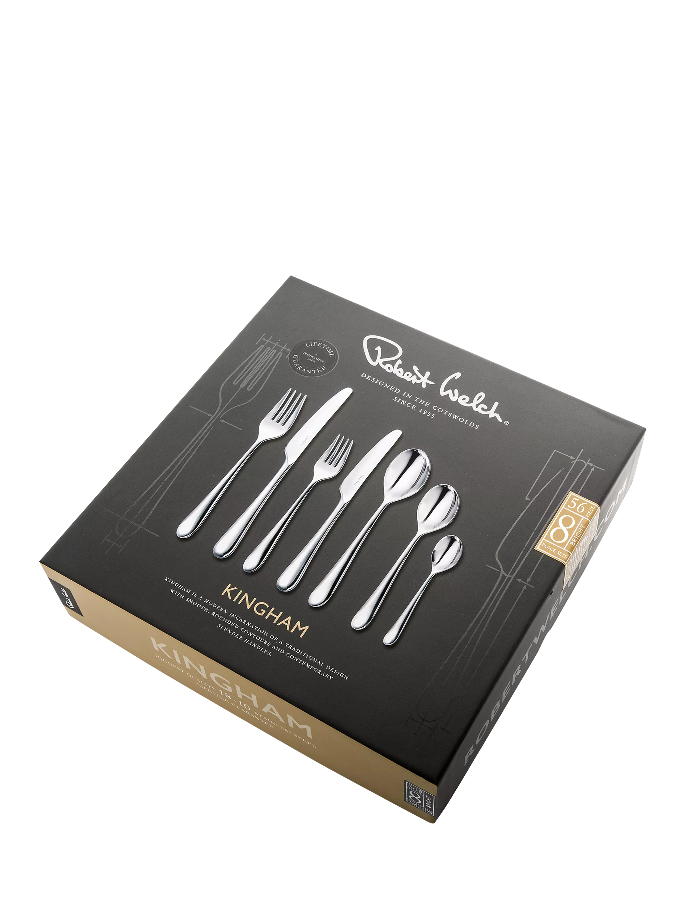 Robert Welch Kingham stainless steel cutlery set 56-piece, imported from the UK
