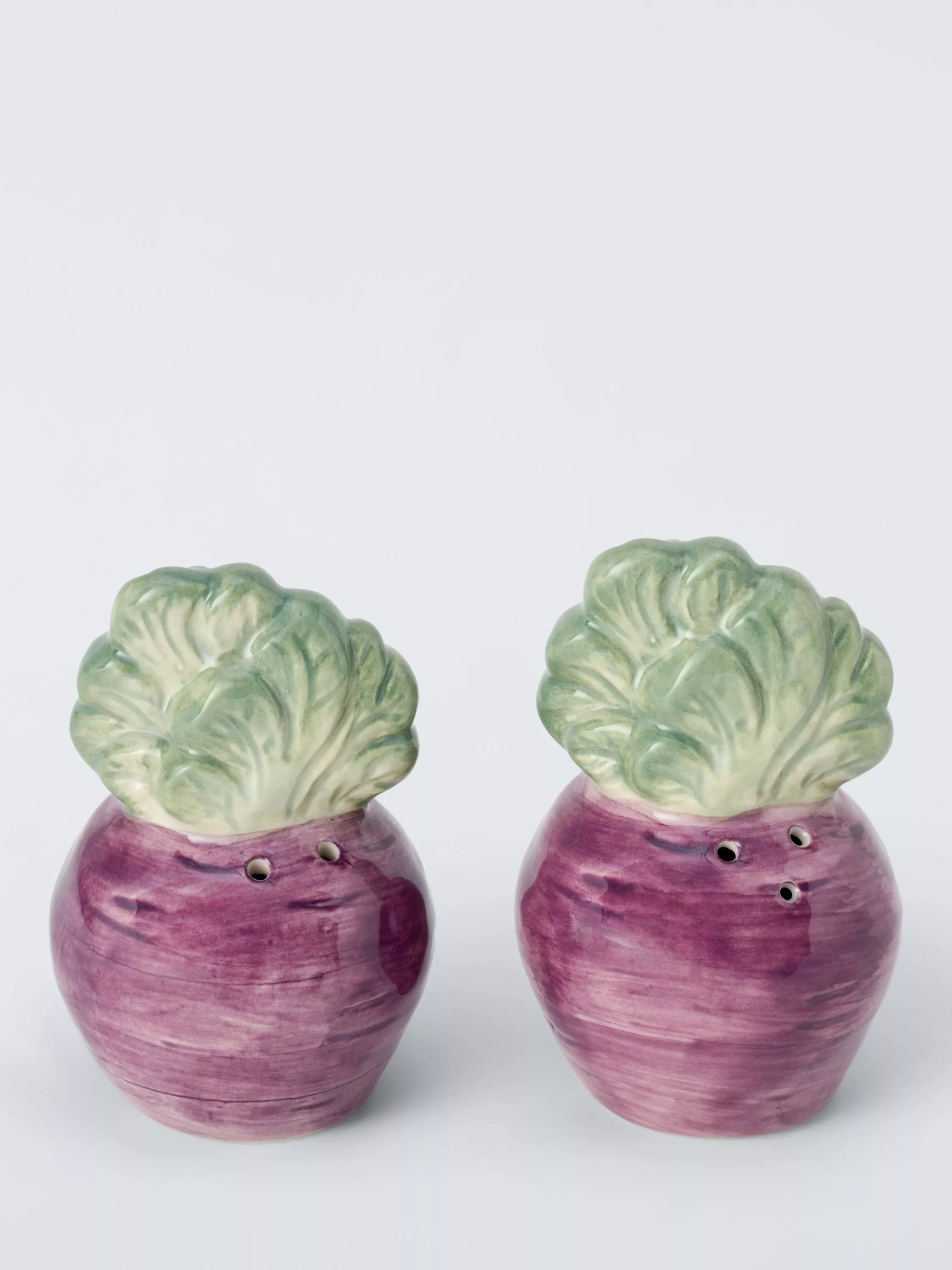 John Lewis X Deliciously Ella beetroot shakers hand painted, UK version