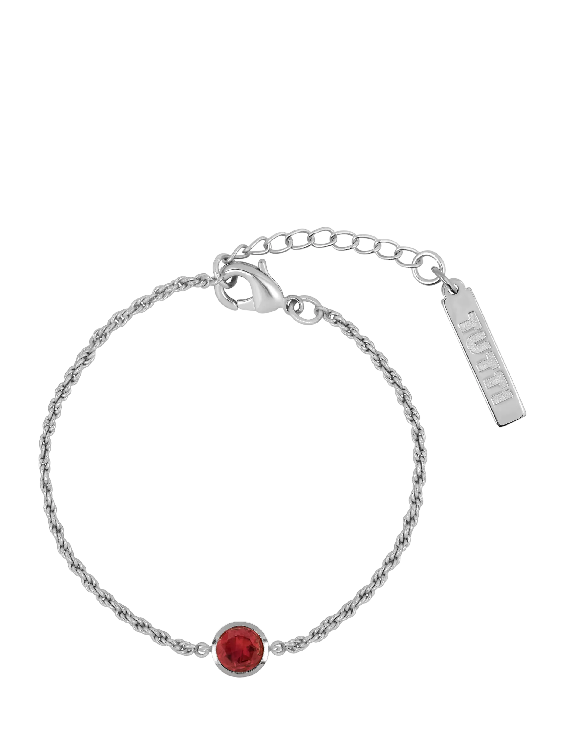 Tutti birthstone bracelet silver with garnet stone (British brand)