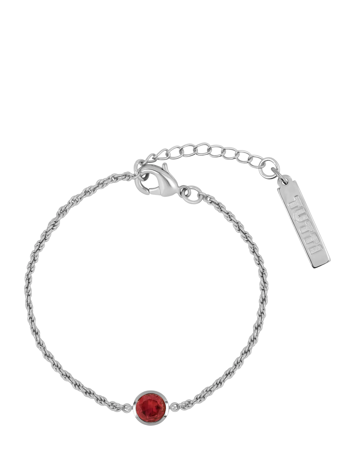 Tutti birthstone bracelet silver with garnet stone (British brand)