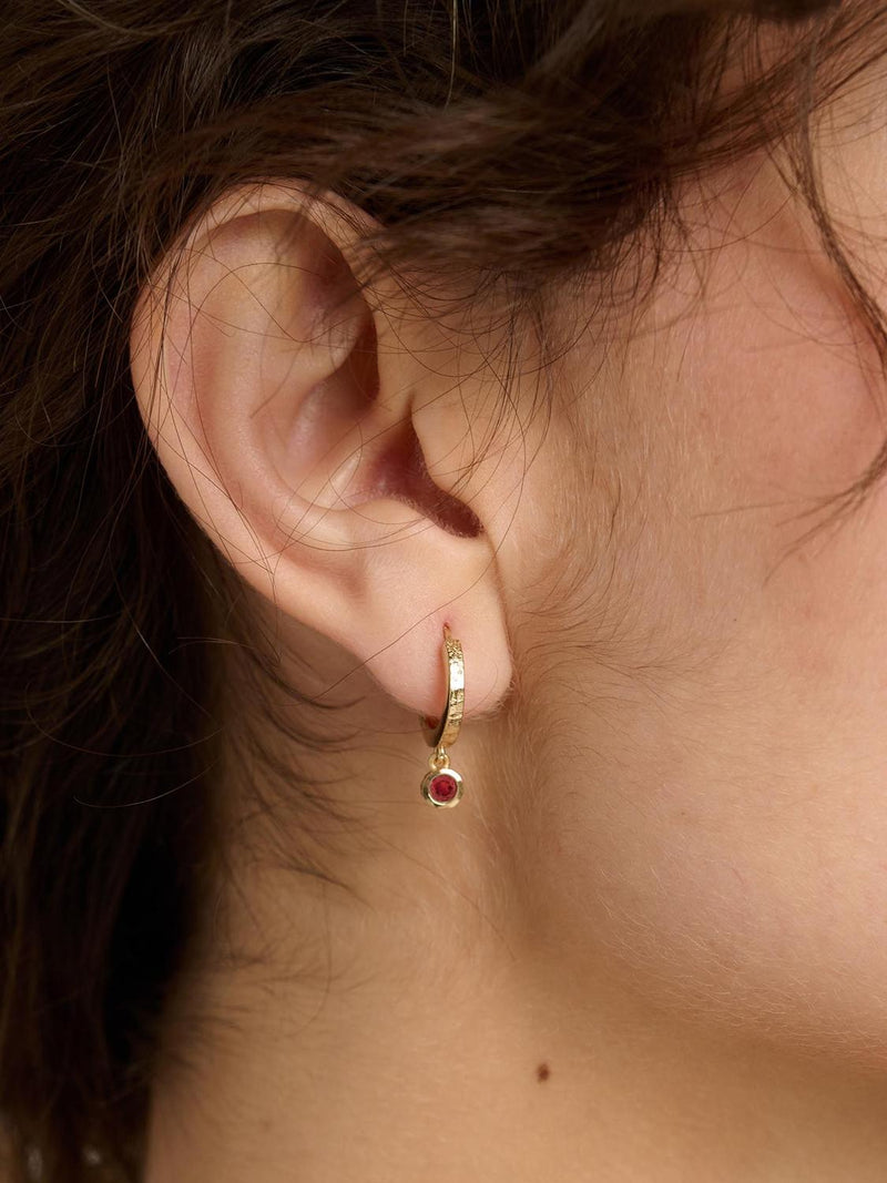 Tutti gold birthstone hoop earrings 1.4cm drop - British product