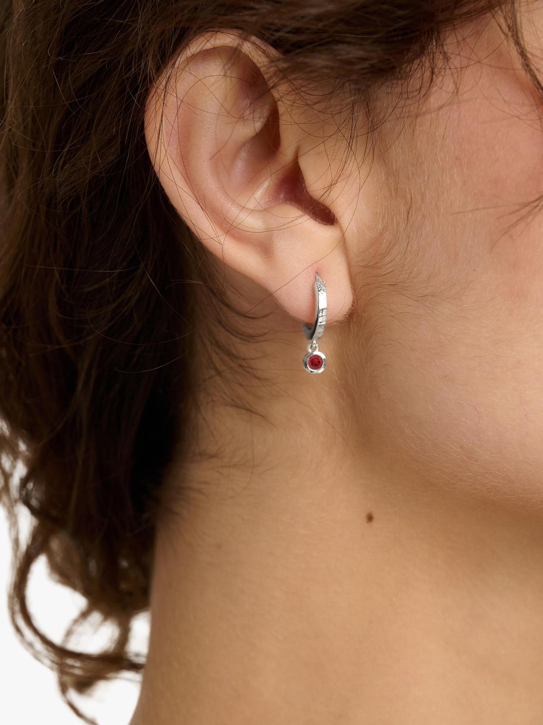 Tutti Birthstone Hoop Earrings Silver, imported from the UK