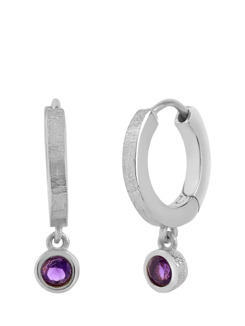 Tutti Birthstone Hoop Earrings Silver