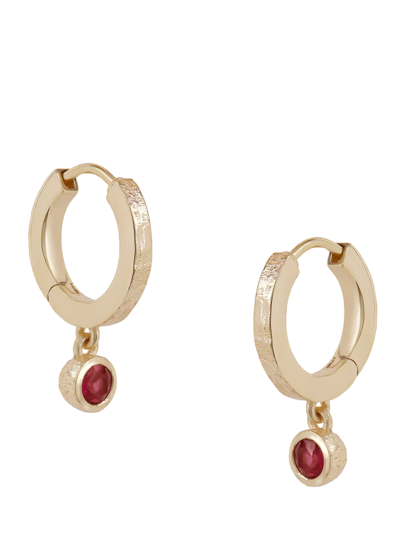 Tutti Garnet Birthstone Hoop Earrings, Gold