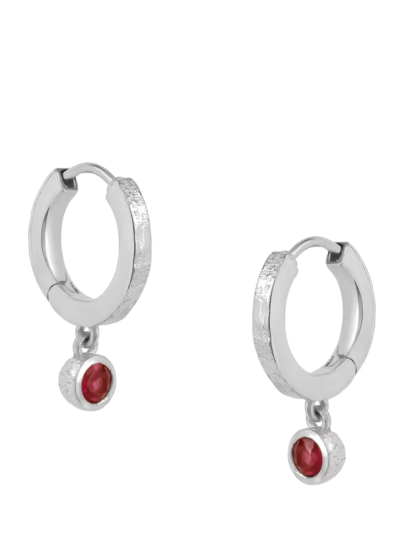 Tutti Birthstone Hoop Earrings Silver