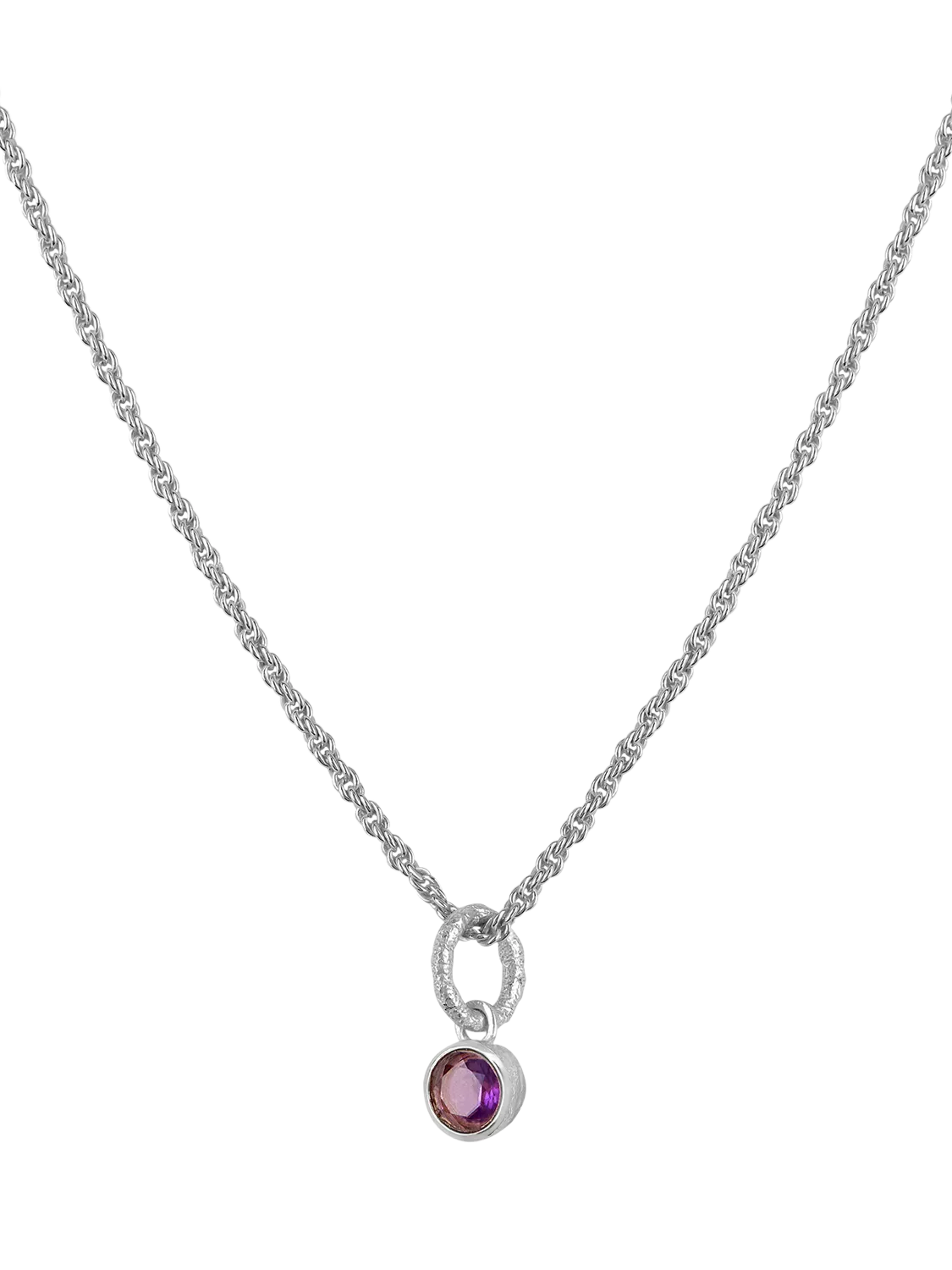 Tutti Birthstone Necklace Silver Pendant, 45cm