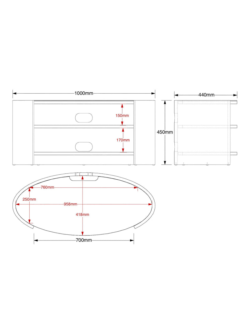 Tom Schneider Elliptic Deluxe media unit 100cm - British product
