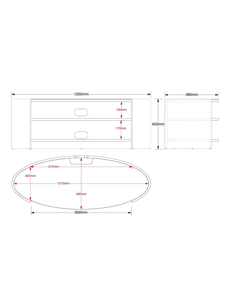 Tom Schneider Elliptic Deluxe media unit 125cm natural oak, imported from the UK