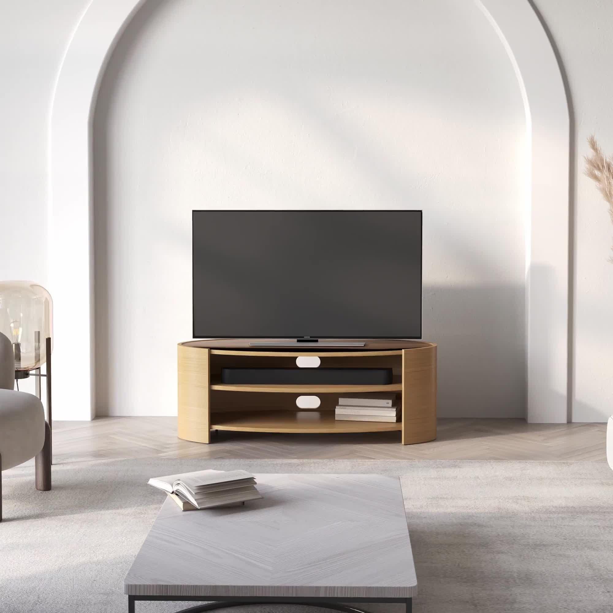 Tom Schneider Elliptic Deluxe media unit 125cm natural oak, imported from the UK