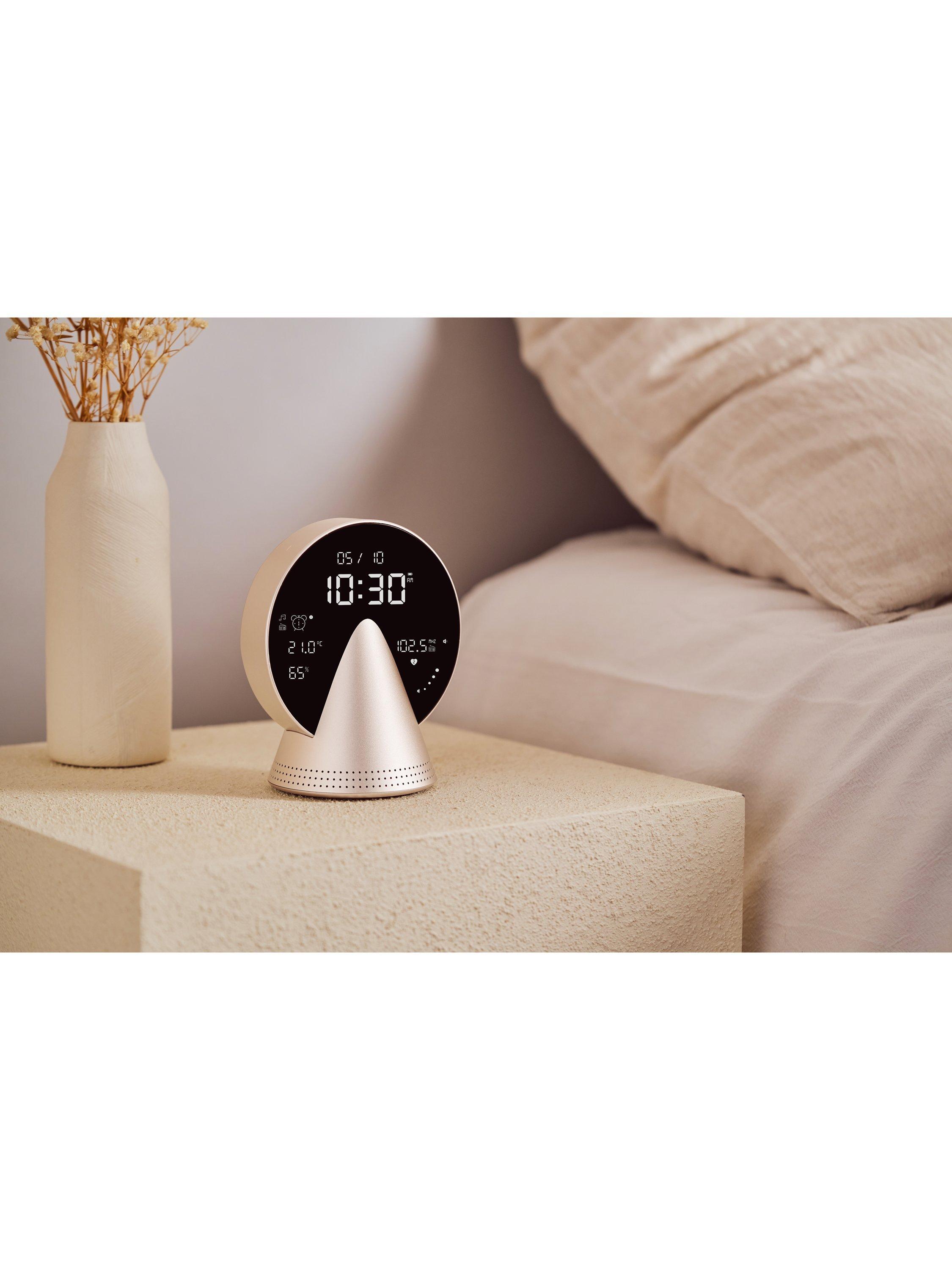 Lexon Conic digital alarm clock with FM radio and Bluetooth speaker - British product