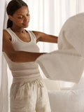 Bedfolk crinkle-textured linen cotton throw 250x175cm, UK version