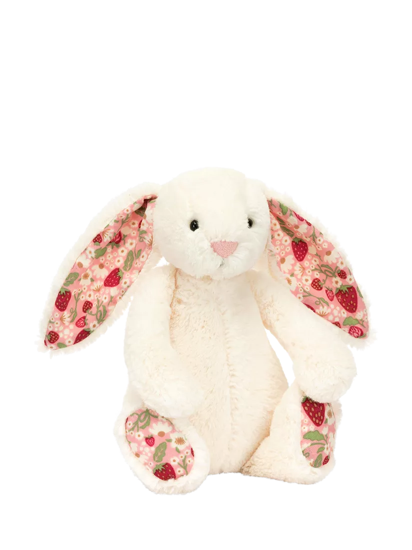 Bunny Soft Toy with Cream Bobtail and Floral Printed Ears