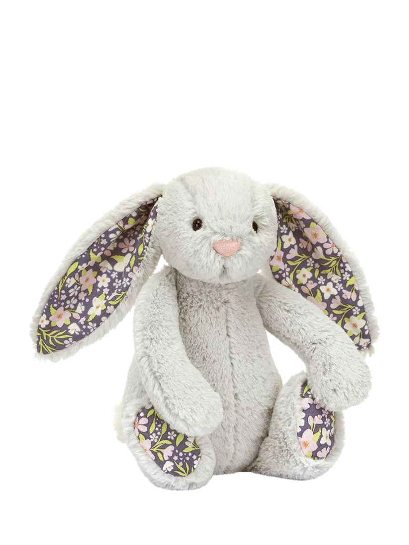 Bunny Soft Toy with Cream Bobtail and Floral Printed Ears