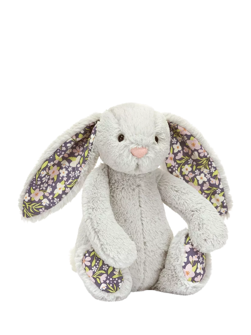 Bunny Soft Toy with Cream Bobtail and Floral Printed Ears