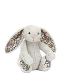 Bunny Soft Toy with Cream Bobtail and Floral Printed Ears