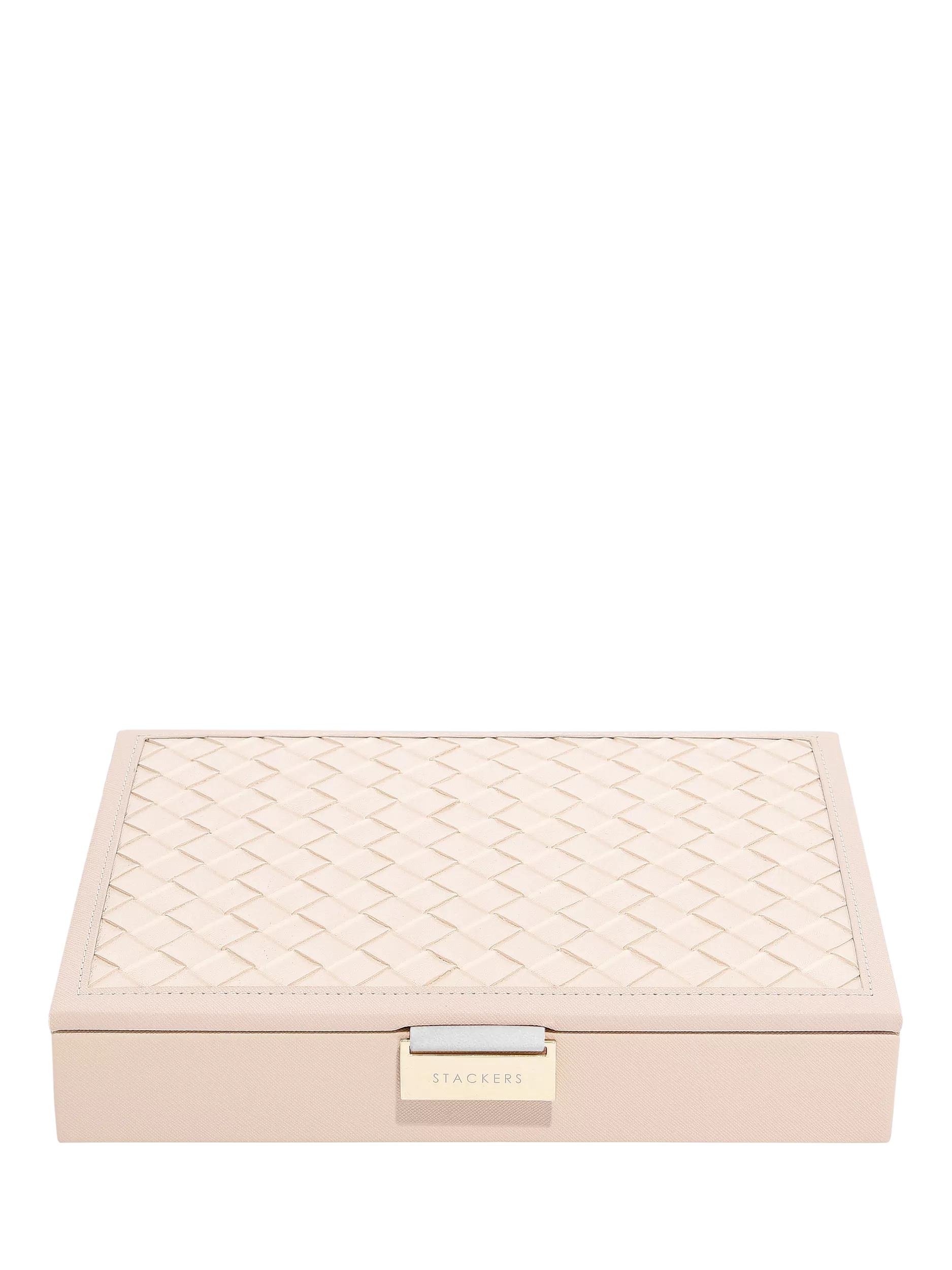 Stackers jewellery box blush pink woven lid, imported from the UK