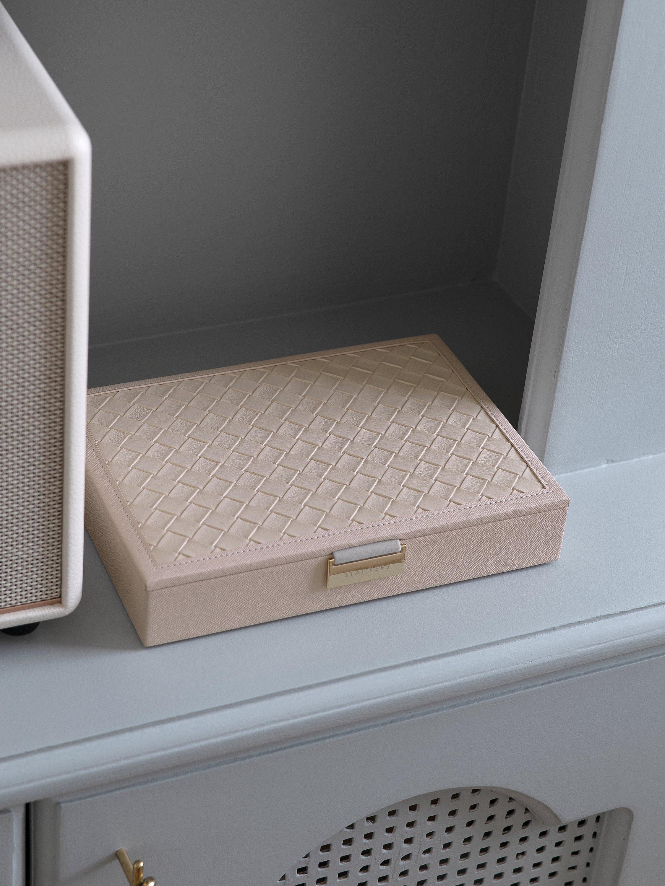 Stackers jewellery box blush pink woven lid, imported from the UK