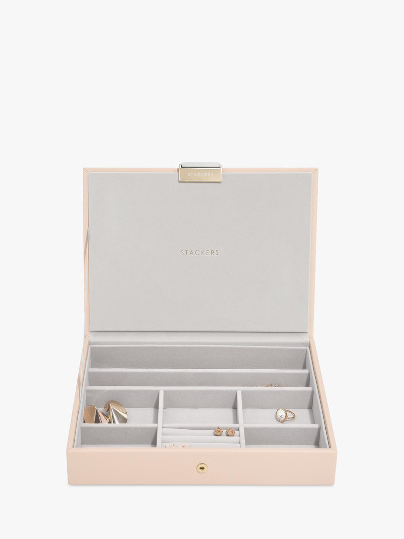 Stackers jewellery box blush pink woven lid, imported from the UK