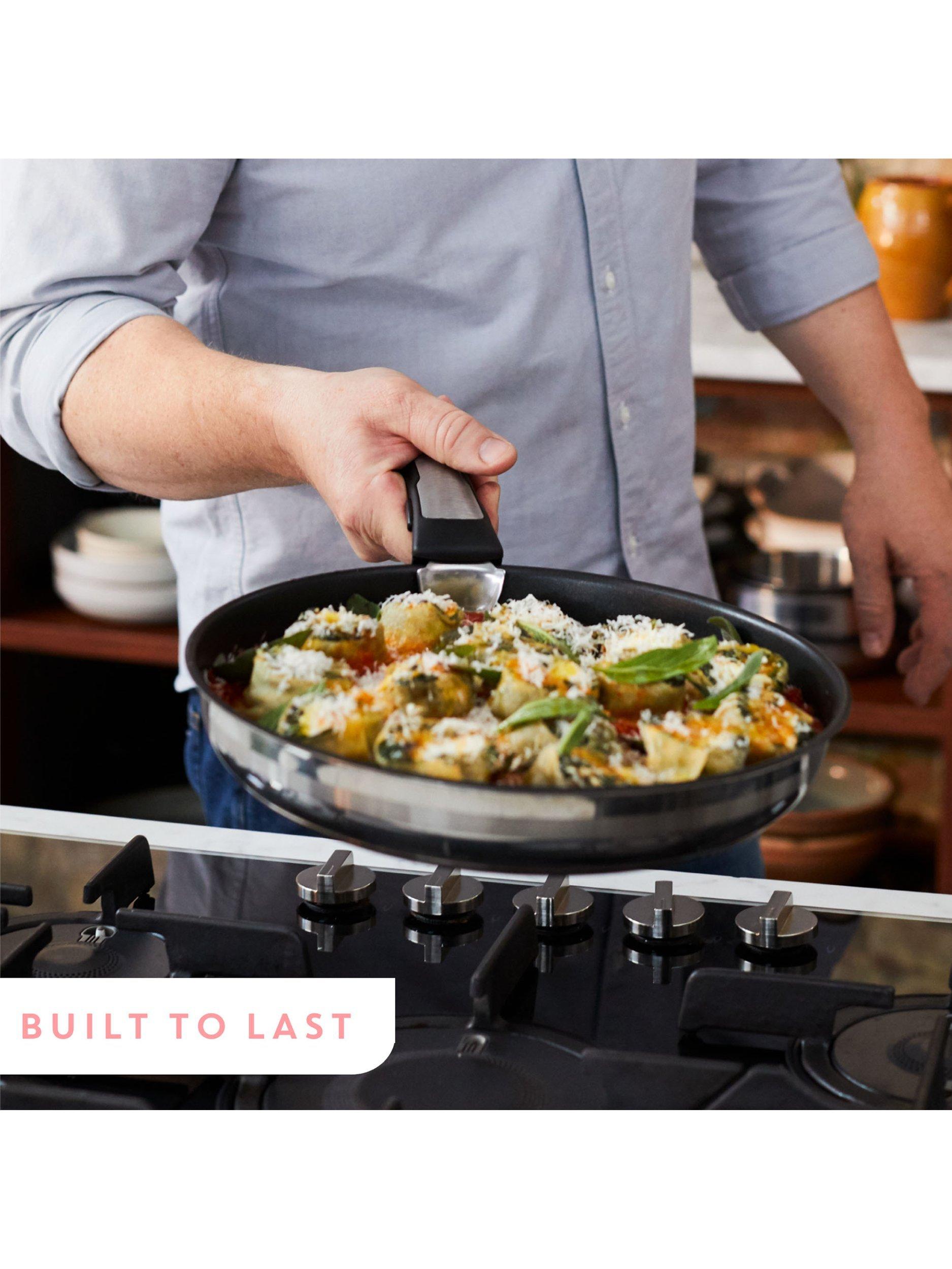 Tefal stainless steel cookware set with removable handles and wok, 18-piece, UK version