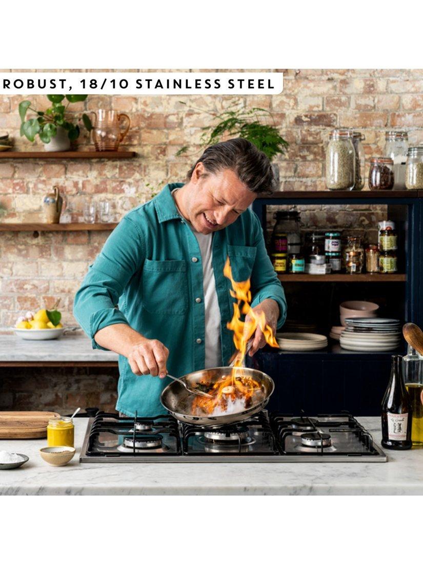 Tefal brushed stainless steel frying pan for induction hobs, UK version