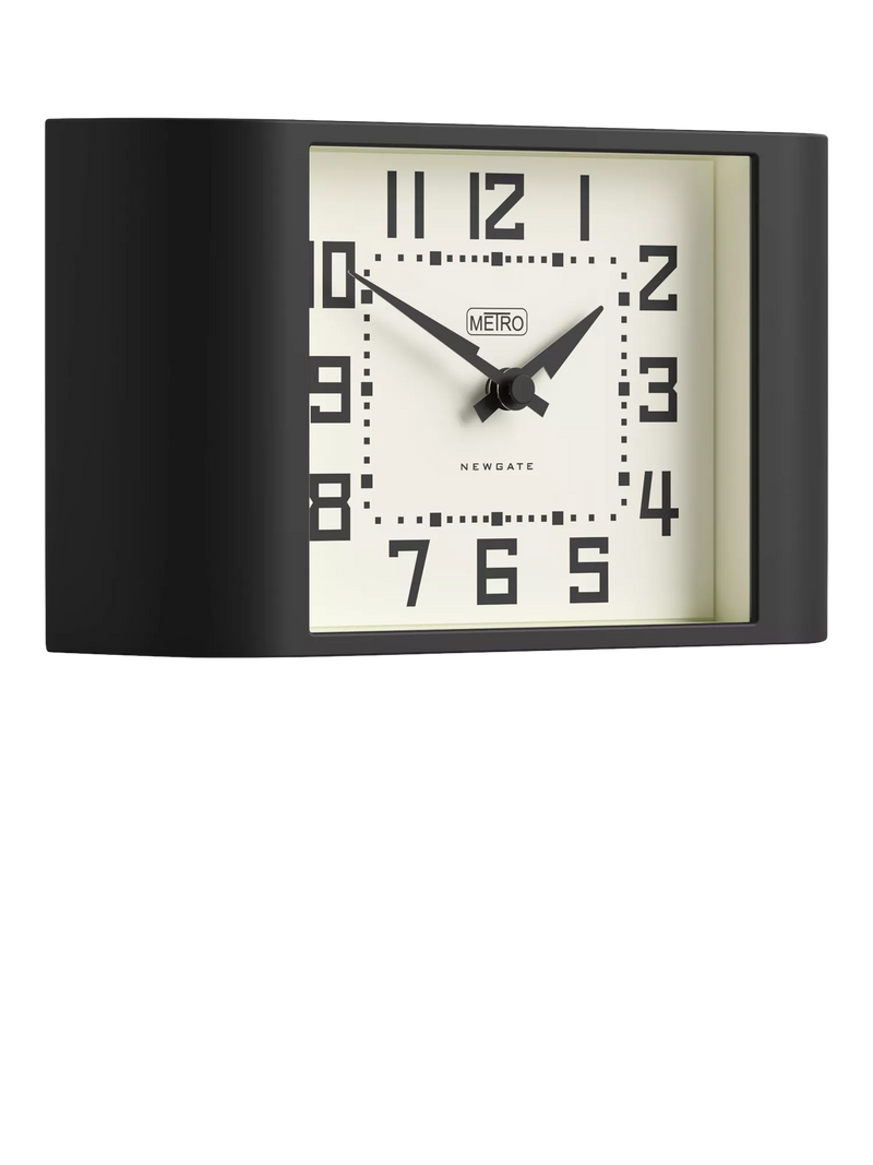 Newgate Clocks Mini Metro analogue mantel clock black - British product