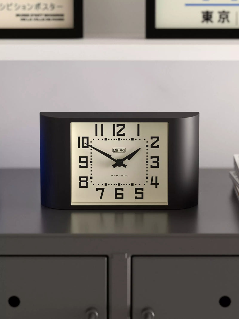 Newgate Clocks Mini Metro analogue mantel clock black - British product