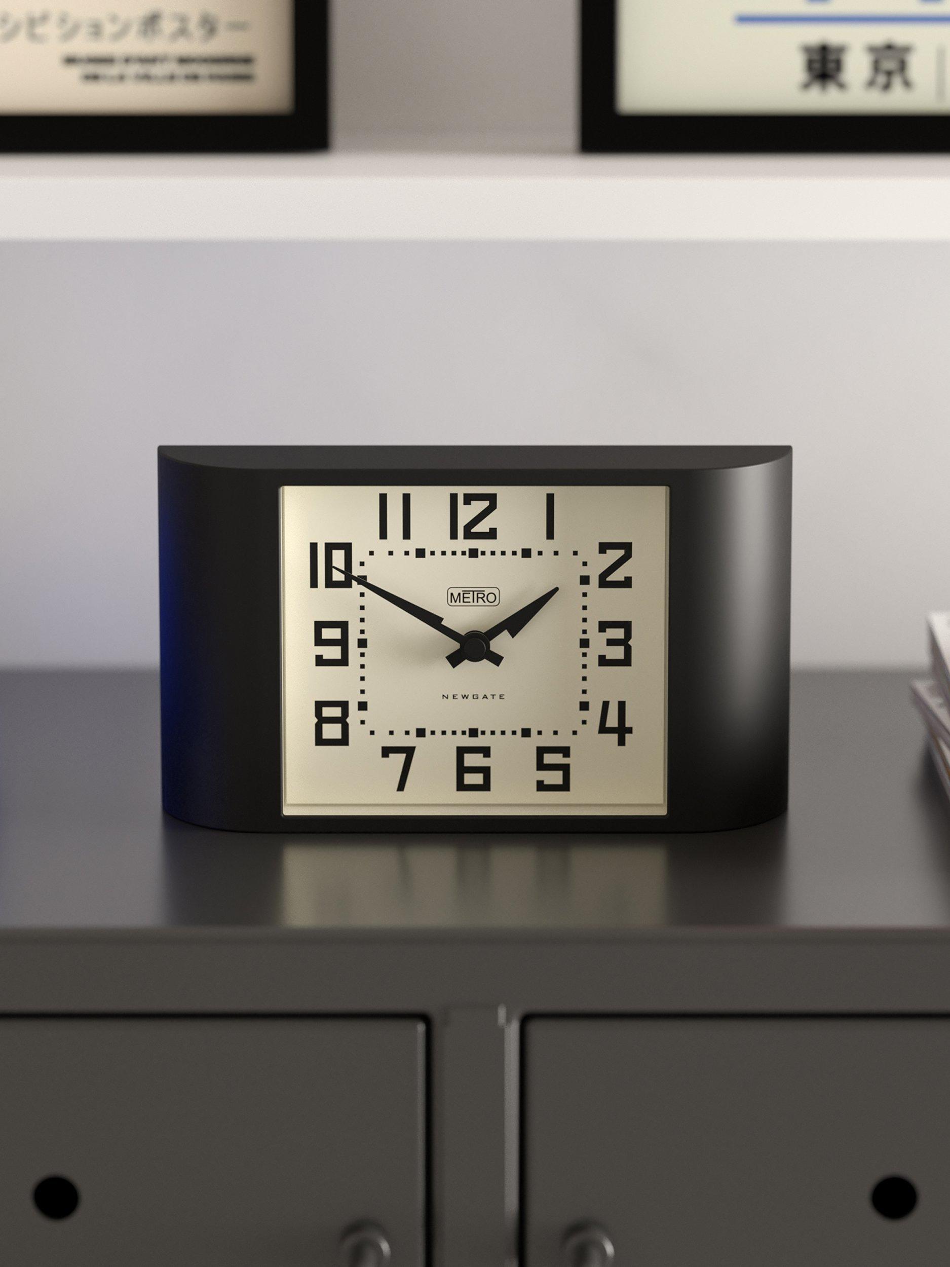 Newgate Clocks Mini Metro analogue mantel clock black - British product