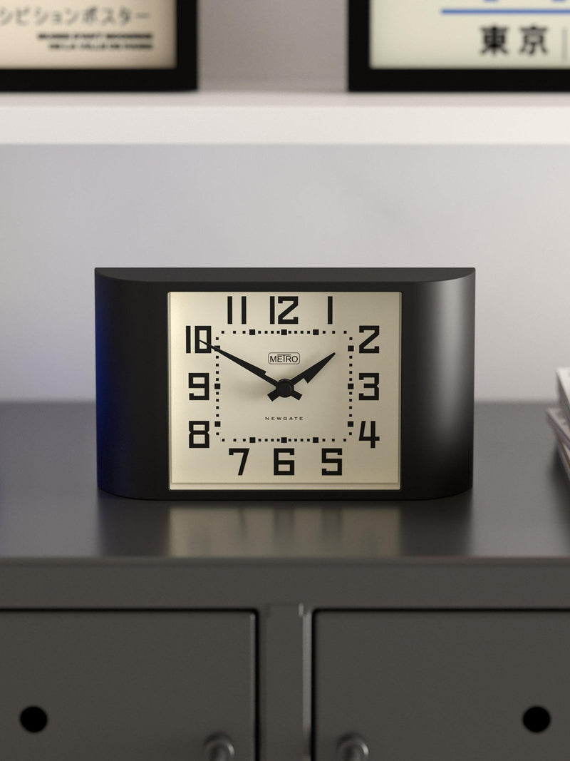 Newgate Clocks Mini Metro analogue mantel clock black - British product