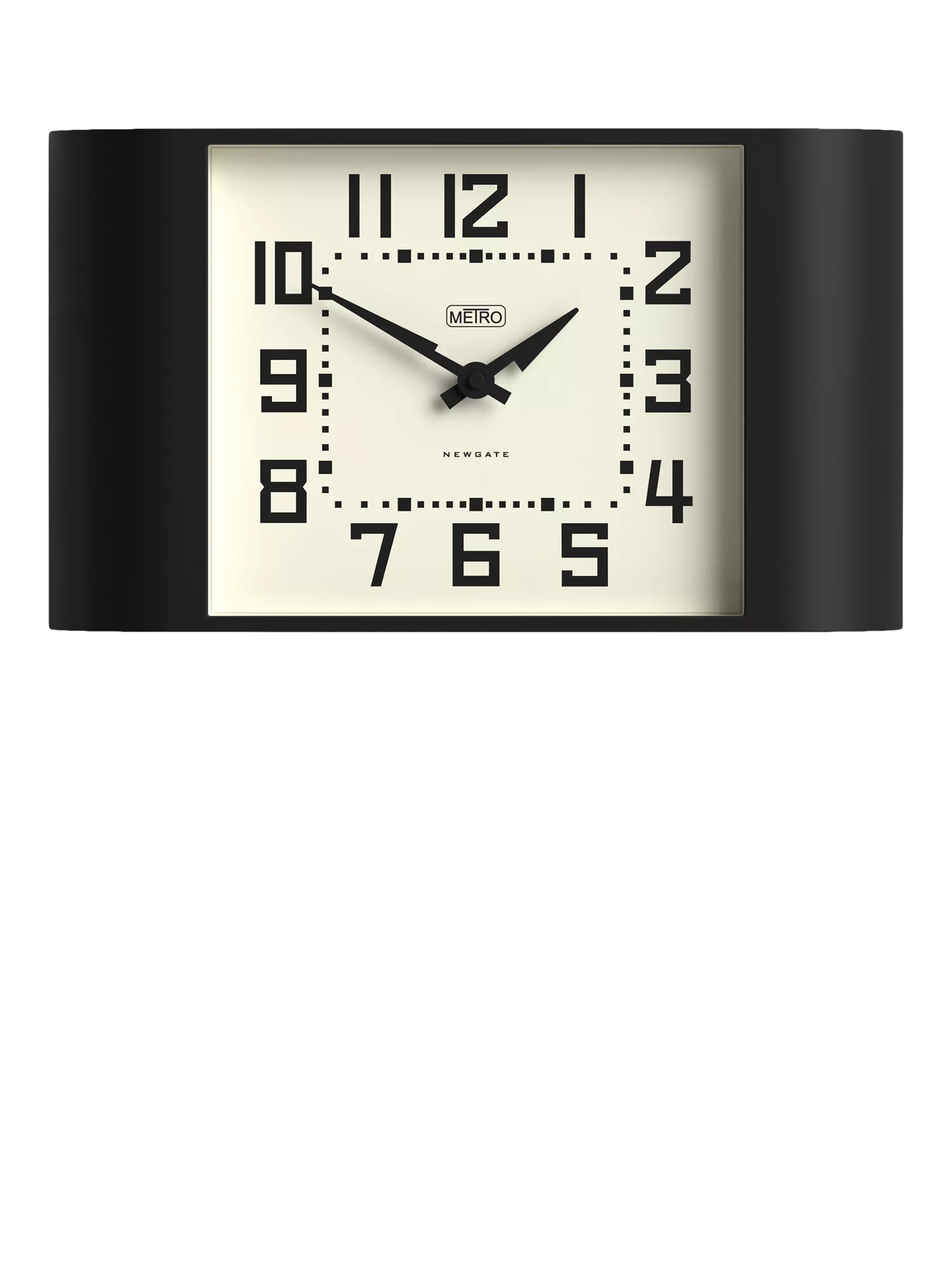 Newgate Clocks Metro Square Dial Analogue Wall Clock, Black