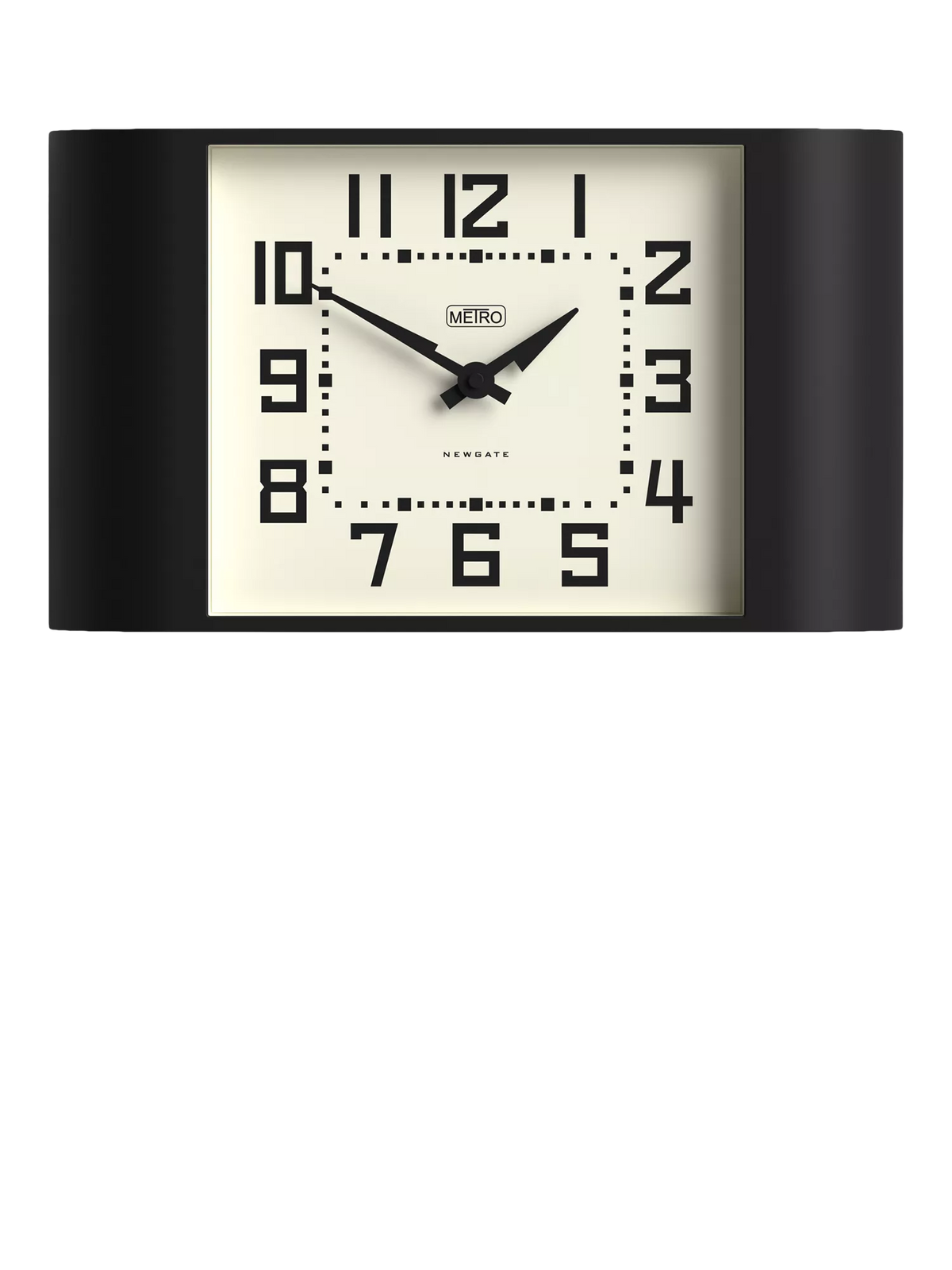 Newgate Clocks Metro Square Dial Analogue Wall Clock, Black