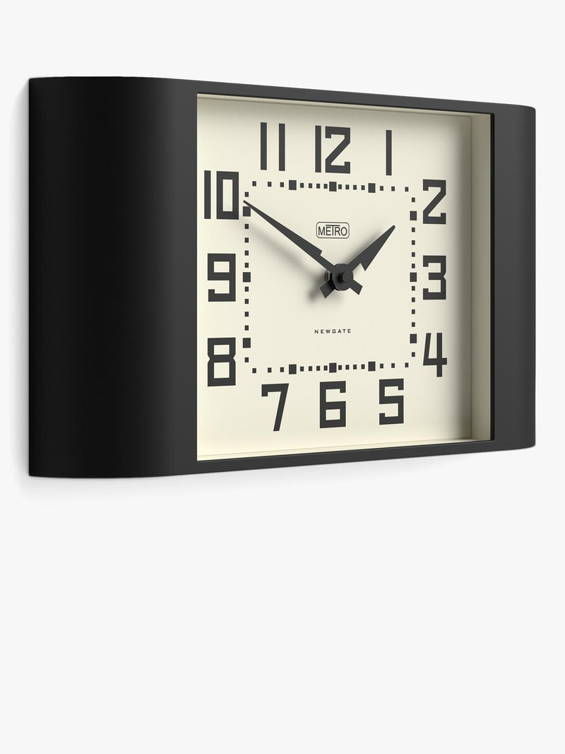 Newgate Clocks Metro square dial analogue wall clock black (British brand)