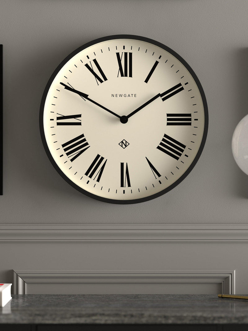 Newgate No2 Roman numeral wall clock black, imported from the UK