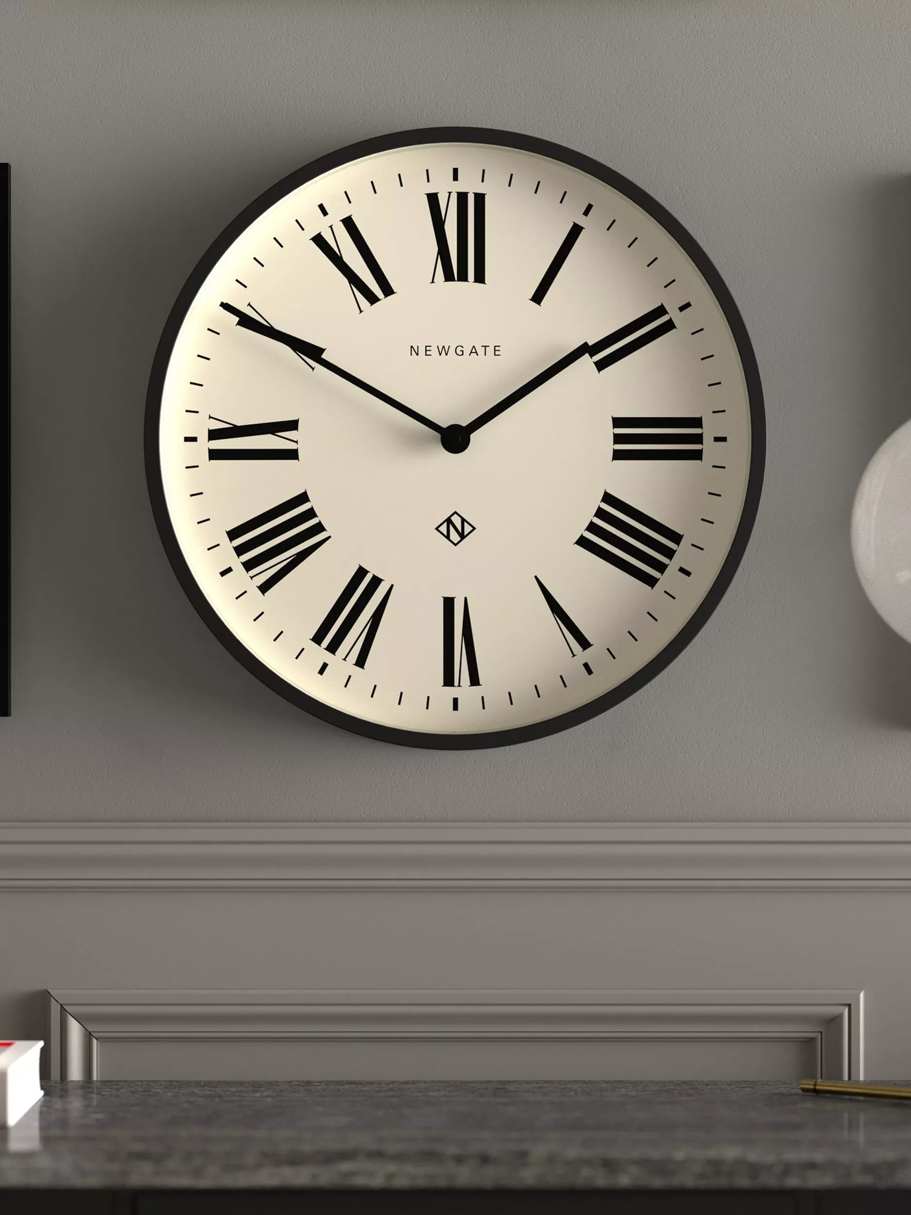 Newgate No2 Roman numeral wall clock black, imported from the UK