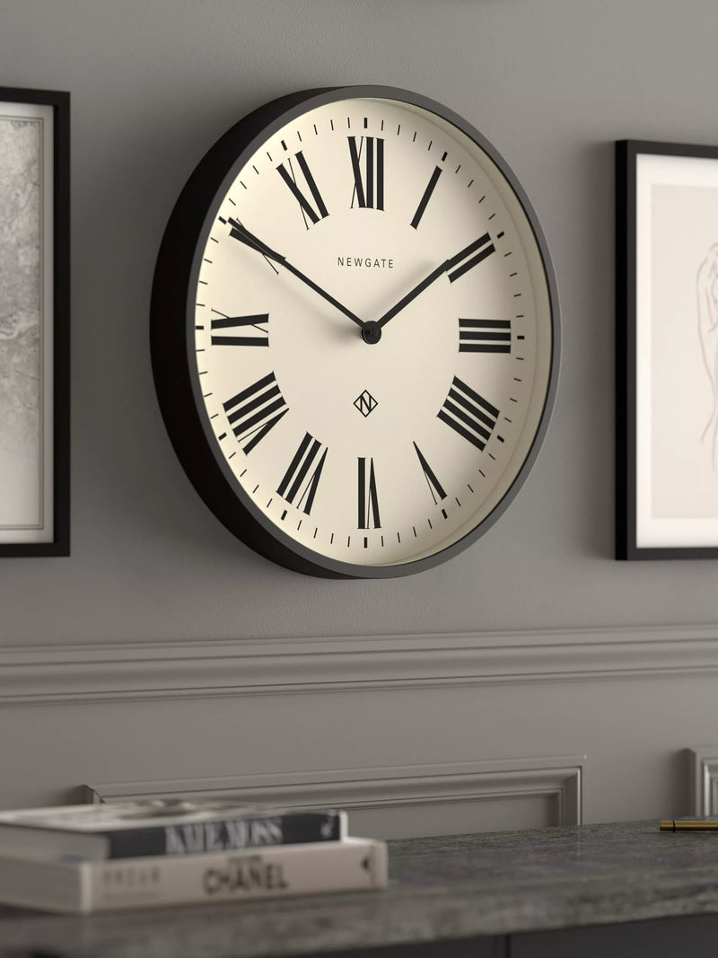 Newgate No2 Roman numeral wall clock black, imported from the UK