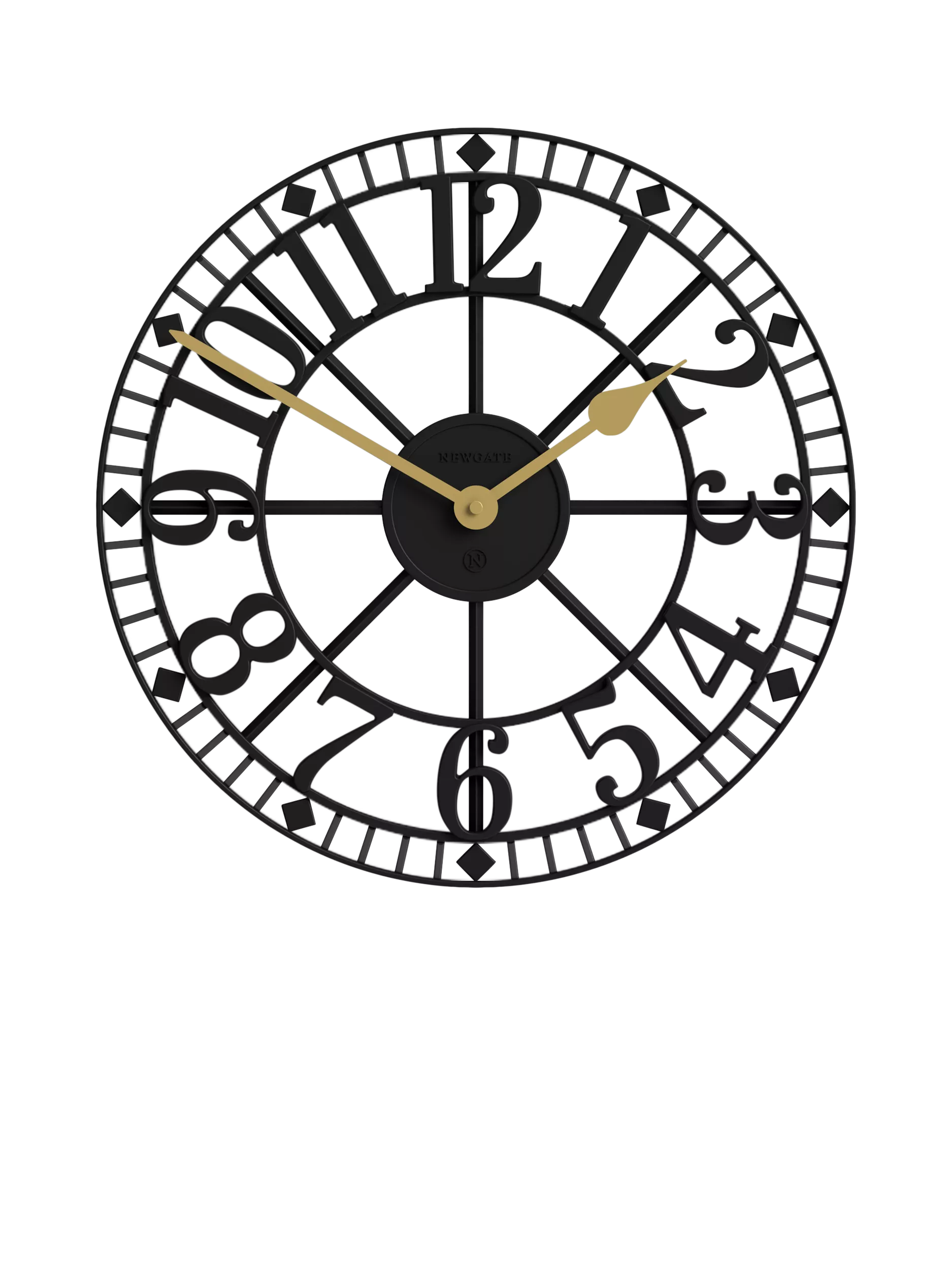 Newgate Clocks skeleton wall clock 40cm black - British product