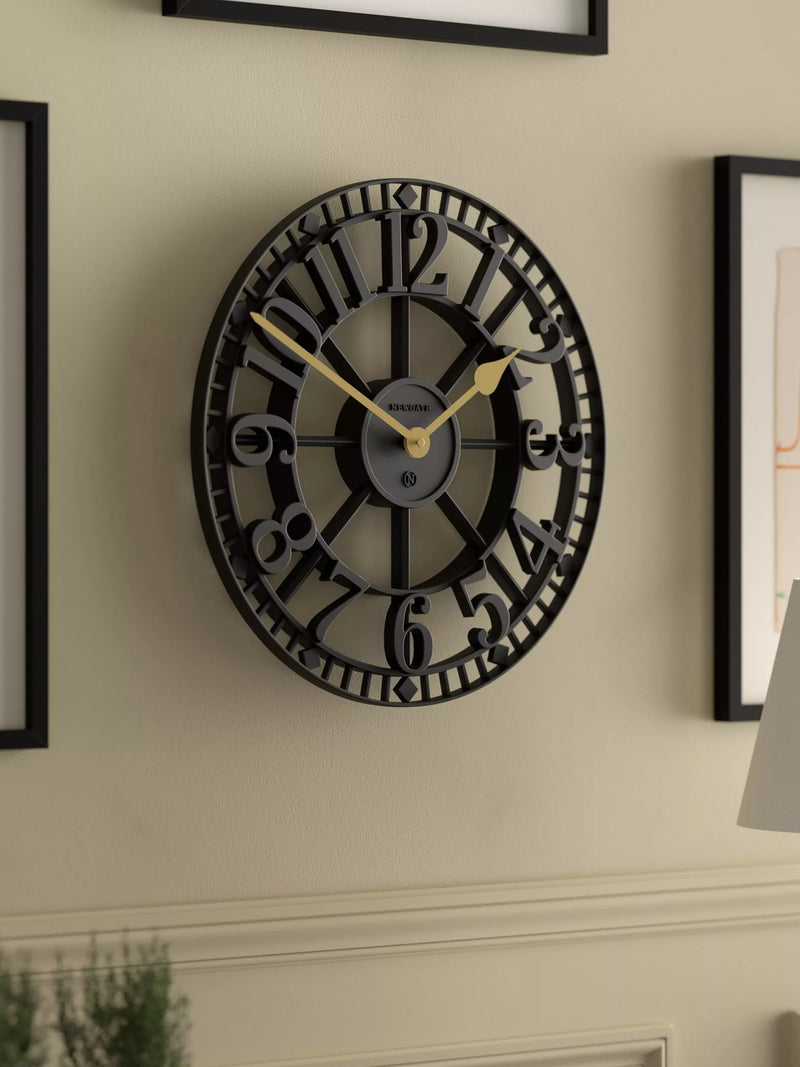 Newgate Clocks skeleton wall clock 40cm black - British product