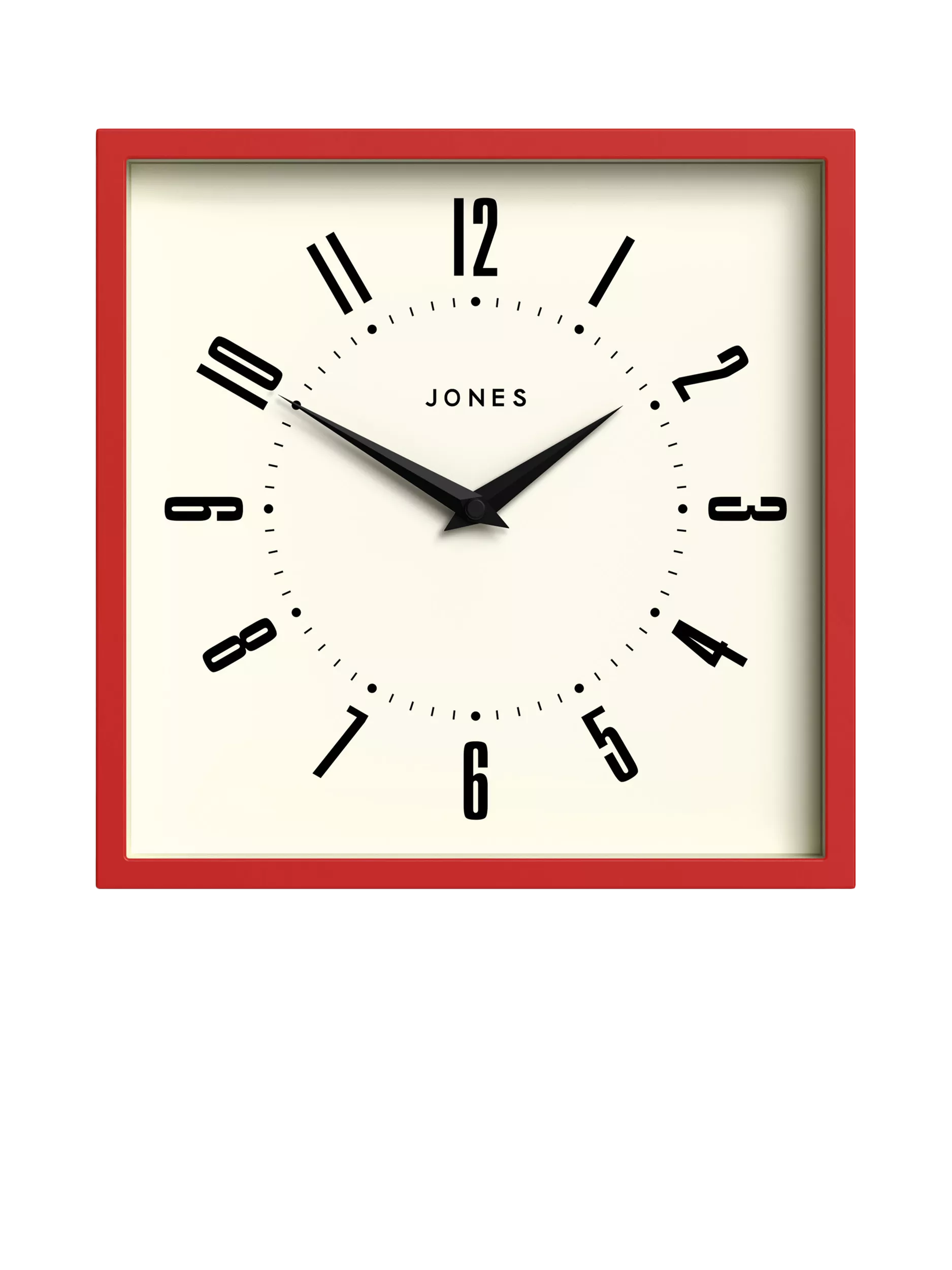 Jones Clocks wall clock engine red square British brand