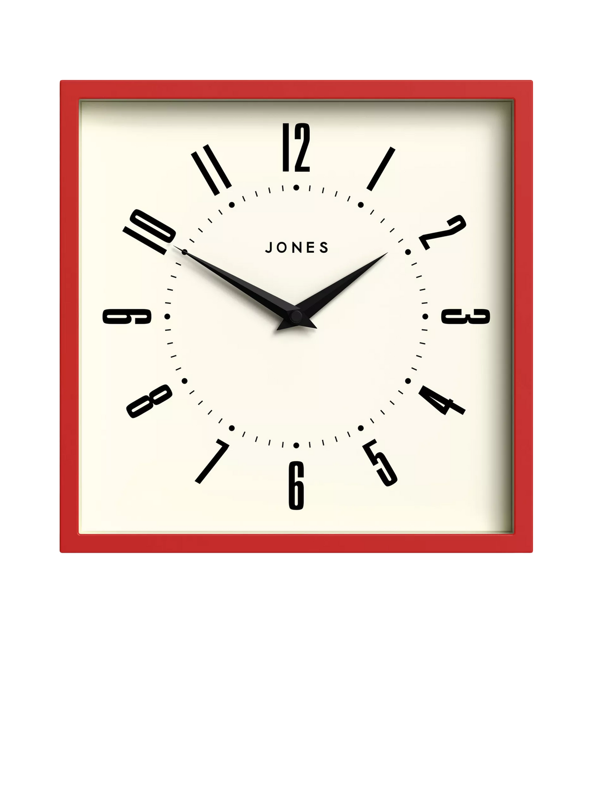 Jones Clocks wall clock engine red square British brand