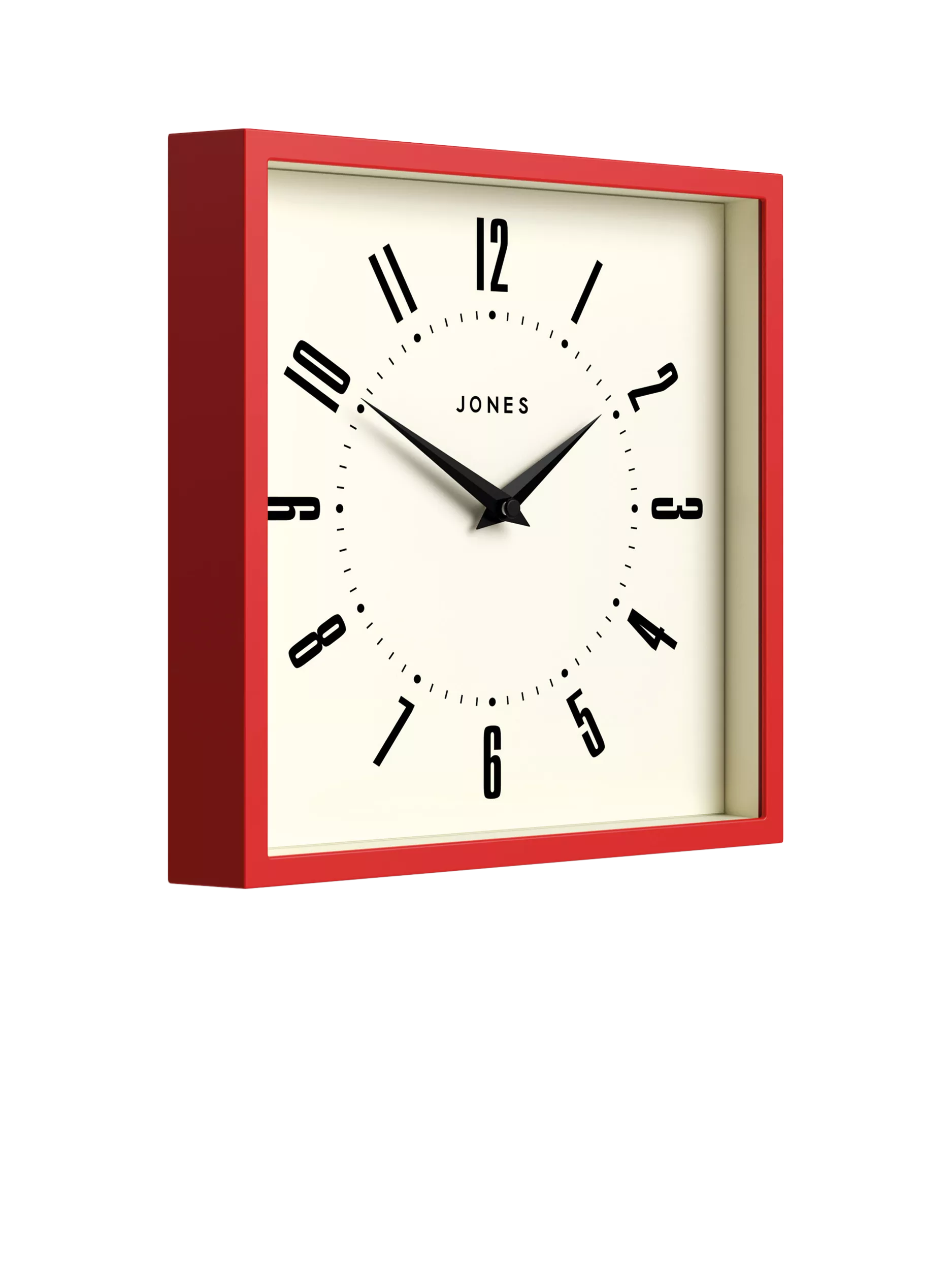 Jones Clocks wall clock engine red square British brand