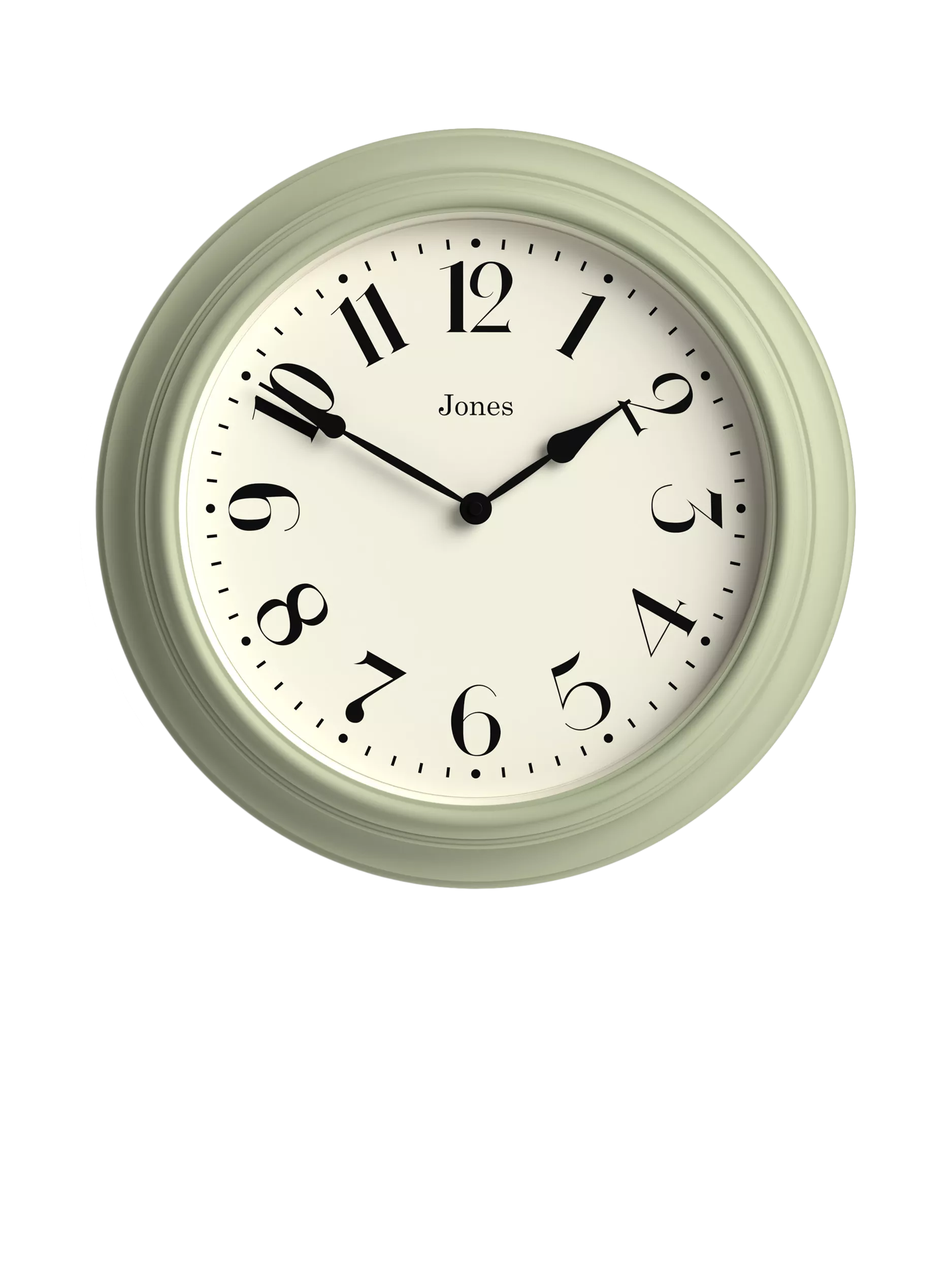 Jones Clocks analogue wall clock with vintage Arabic numerals, 40cm, UK version